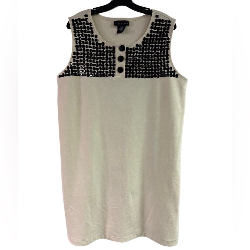 Attention Cream & Black Beaded Embellished Dress Size XL
